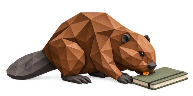 A beaver looks at a wall calendar marked with a few days.
